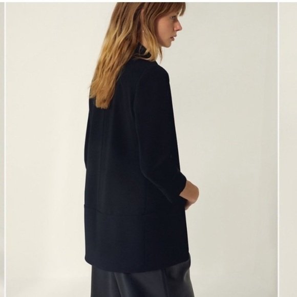 Wilfred Aritzia Chevalier Crepe Draped Black Open Blazer Jacket Asymmetric - Picture 3 of 13